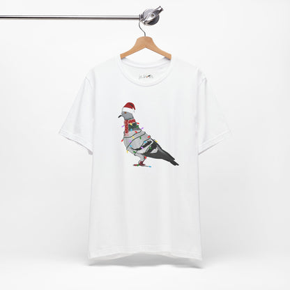 Pigeon with Fairy Lights Christmas Bird T-Shirt