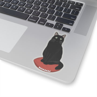 Black Cat with Football Cat Lover Sticker