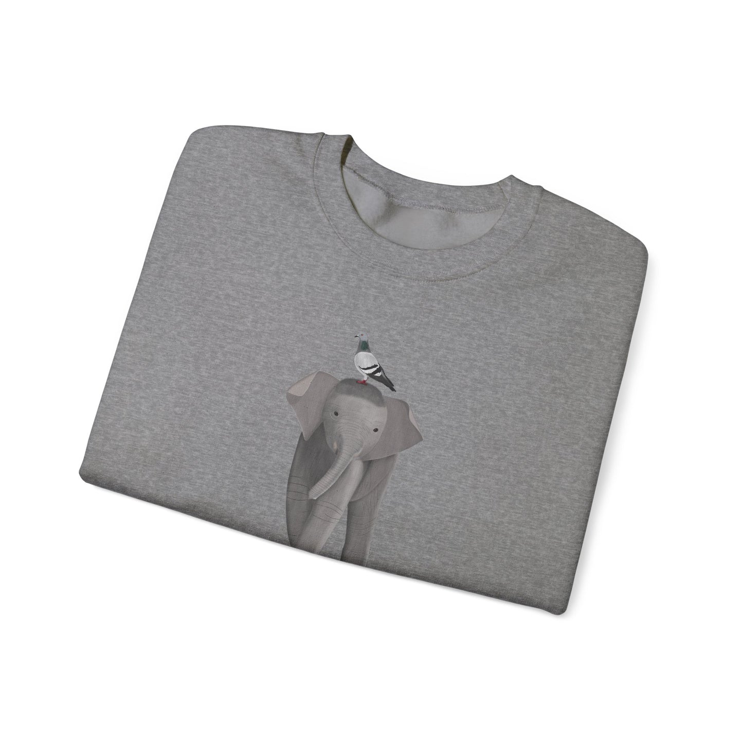 Elephant with Pigeon Bird Birding & Birdwatching Sweatshirt