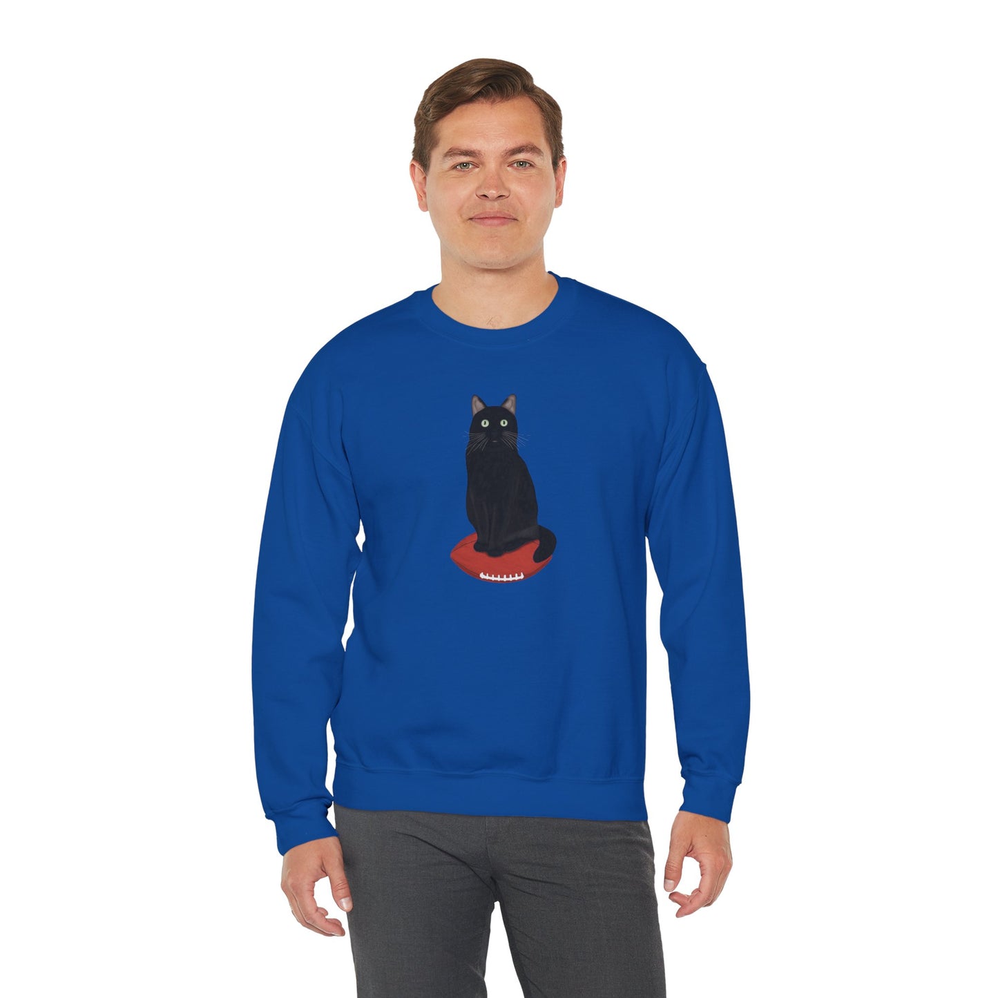 Black Cat with Football Cat Lover Sweatshirt