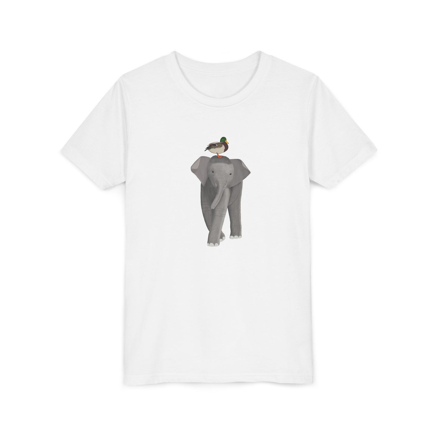 Elephant with Mallard Bird Youth T-Shirt