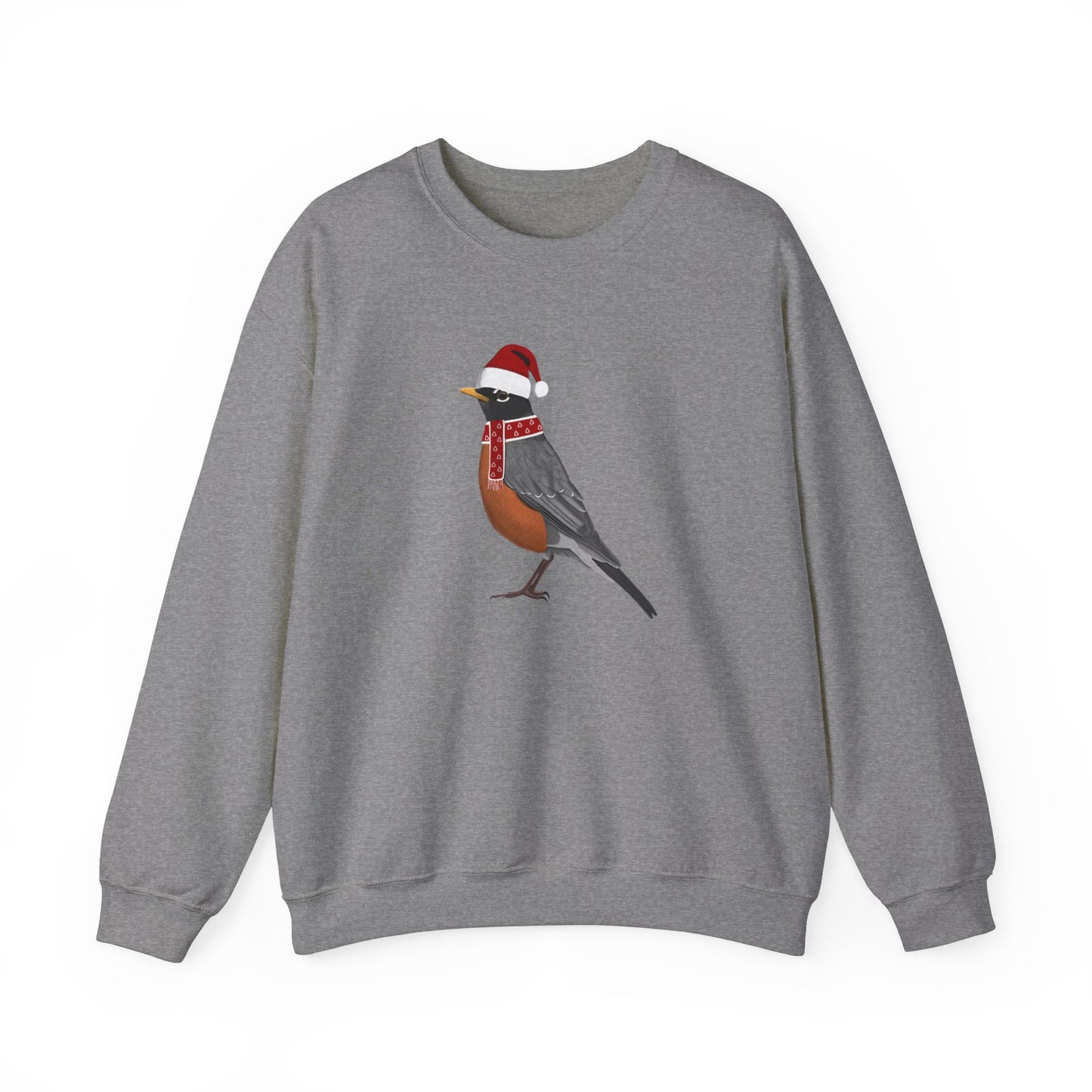 Robin with Christmas Hat Bird Birdwatcher Sweatshirt