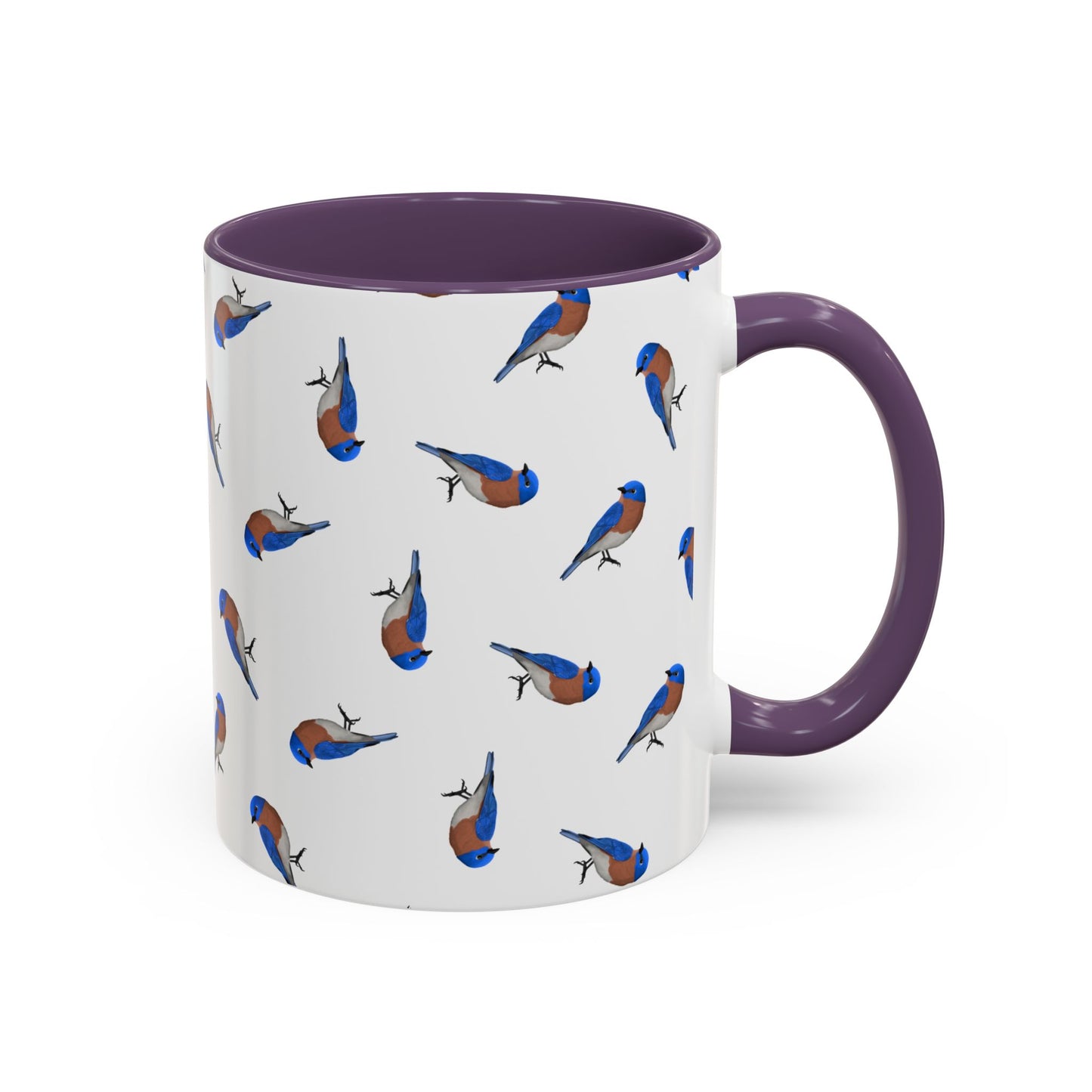 Bluebird All-Over Pattern Accent Mug | Colorful Bird Lover Gift for Birdwatchers
