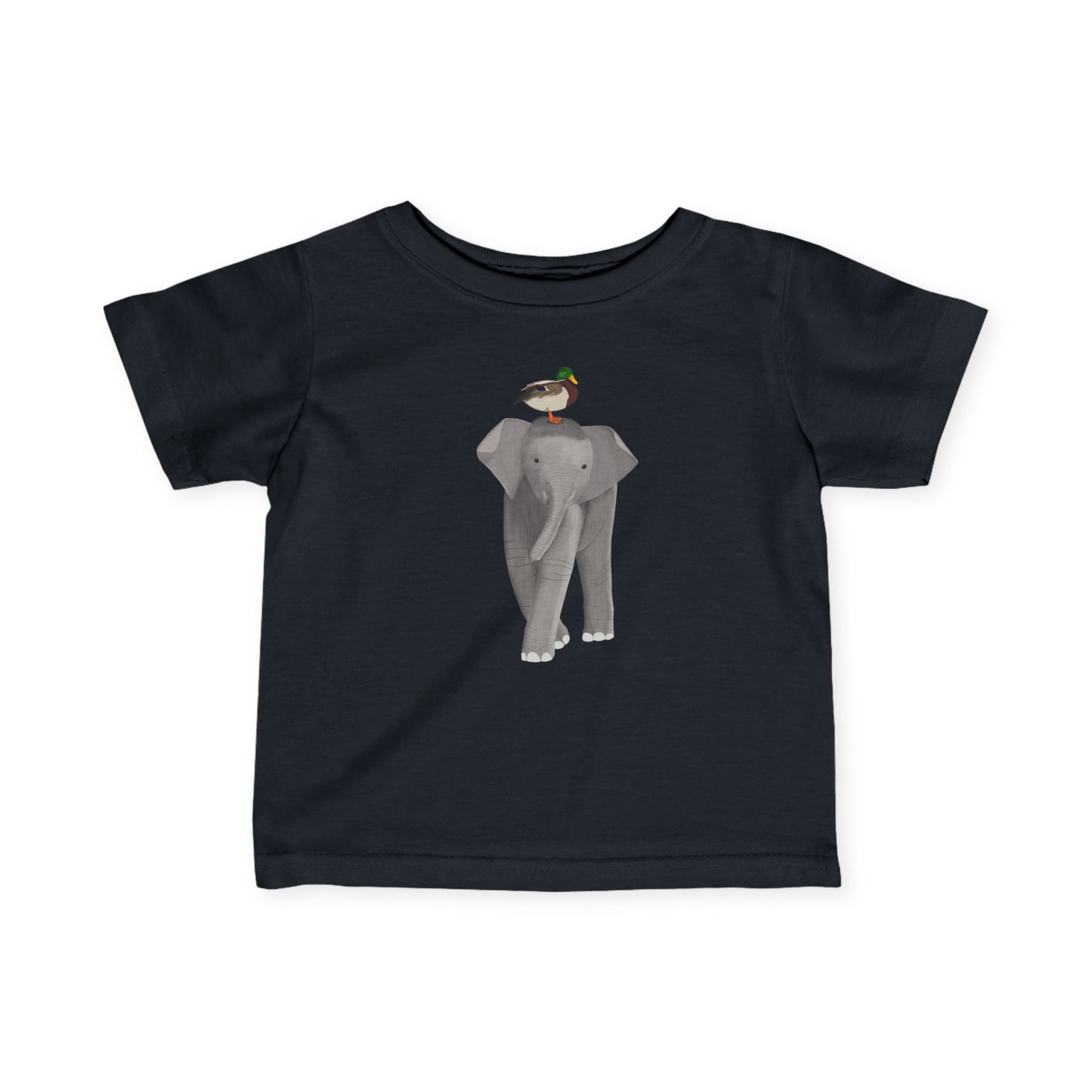 Elephant with Mallard Bird Baby & Toddler T-Shirt