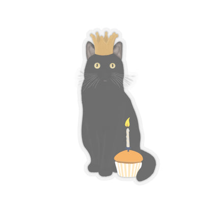 Black Cat with Crown and Muffin Cat Lover Sticker