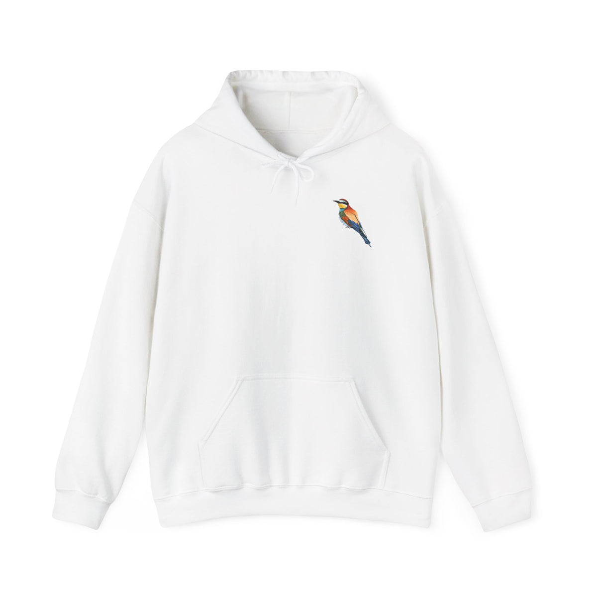 Bienenfresser Hoodie – Unisex Kapuzenpullover mit kleinem, gemaltem Vogelmotiv