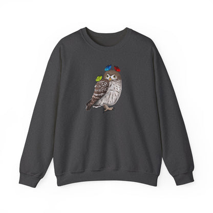 Little Owl with Butterflies Bird Birding & Birdwatching Sweatshirt