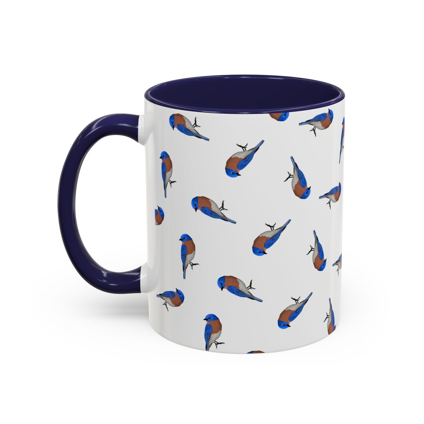 Bluebird All-Over Pattern Accent Mug | Colorful Bird Lover Gift for Birdwatchers