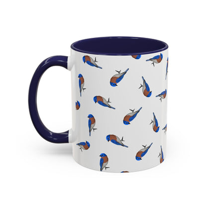 Bluebird All-Over Pattern Accent Mug | Colorful Bird Lover Gift for Birdwatchers