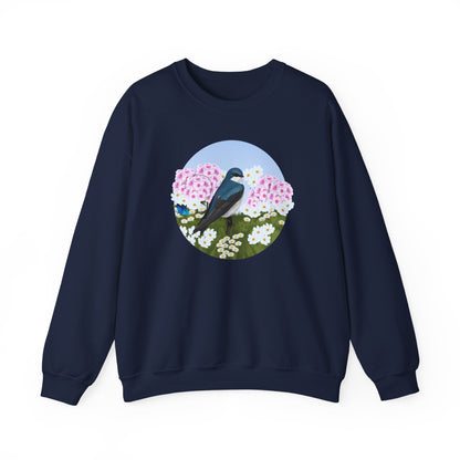 Tree Swallow with Summer Flowers Sweatshirt Birding & Bird Watching Bird Lovers