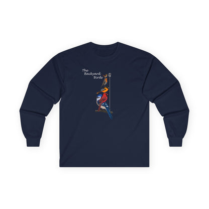 The Backyard Birds Blue Jay Cardinal Oriole Robin Wren Bird Cotton Long Sleeve T-Shirt