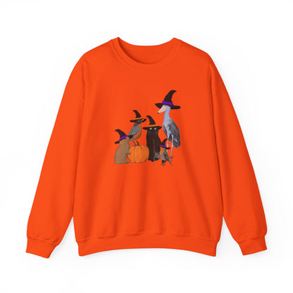 Robin Shoebill Rabbit with Cat Happy Halloween Birds Sweatshirt