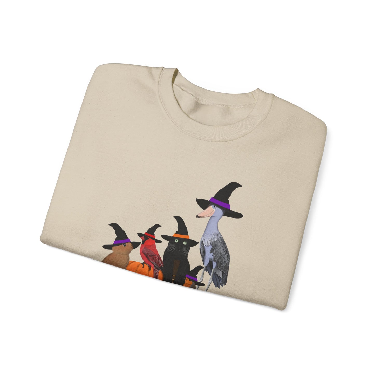 Robin Shoebill Cardinal Rabbit with Cat Happy Halloween Birds Sweatshirt