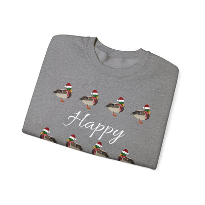 Mallard as Santa with Hat and Scarf Happy Holidays Birdwatcher Christmas Bird Sweatshirt