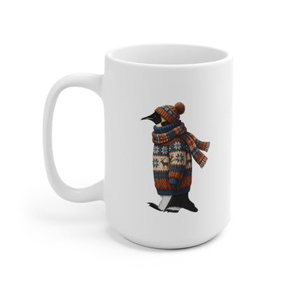 Pinguin mit Strickpullover Weihnachtliche Tasse mit Vogelmotiv – Ideal für Kakao & Kaffee