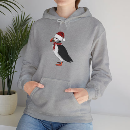 Puffin Christmas Bird with Santa Hat Birdwatcher Birdlover Hoodie