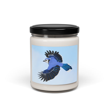 Blue Jay Bird Art Scented Soy Candle, 9oz