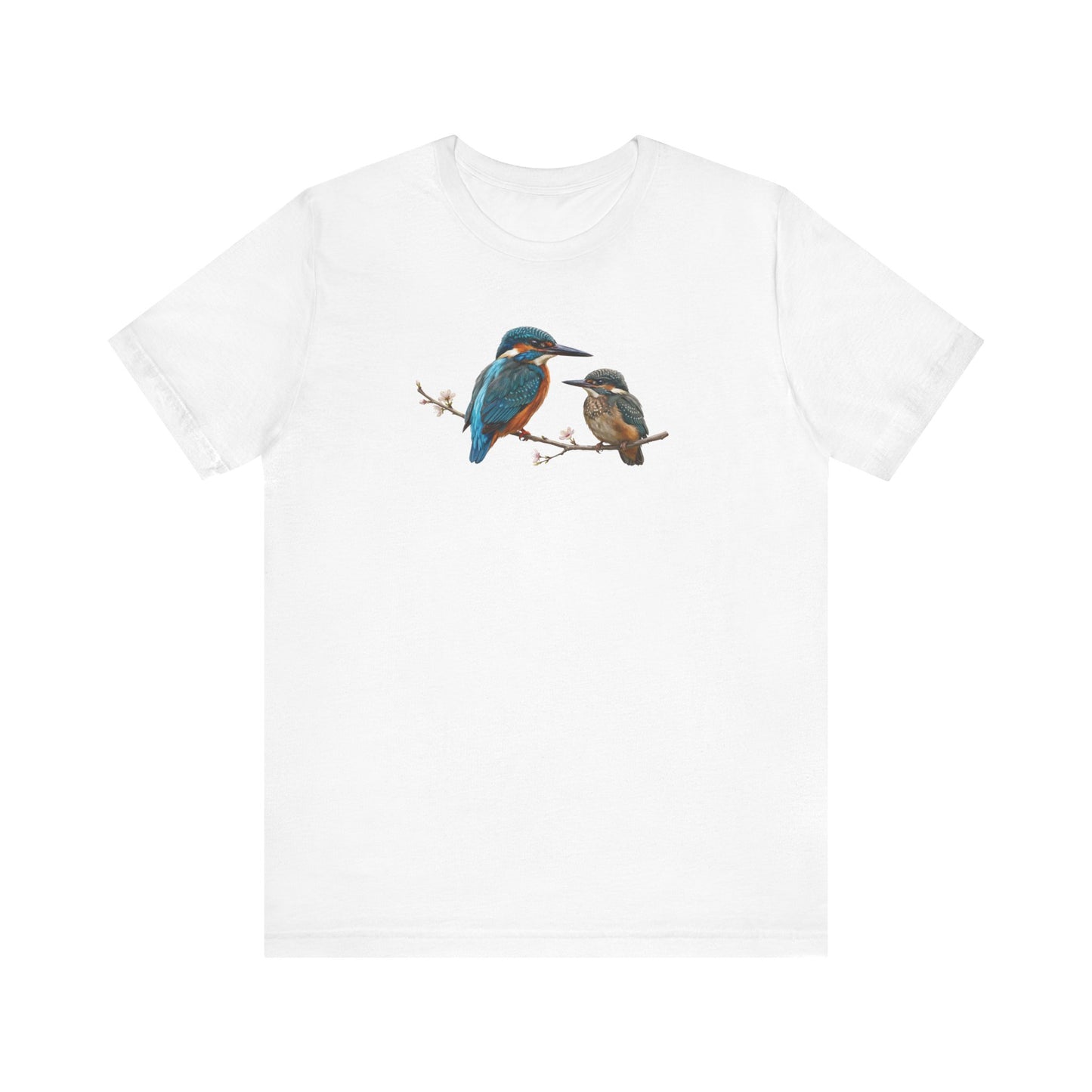 Kingfisher & Fledgling T-Shirt | Spring Blossoms Unisex Graphic Tee