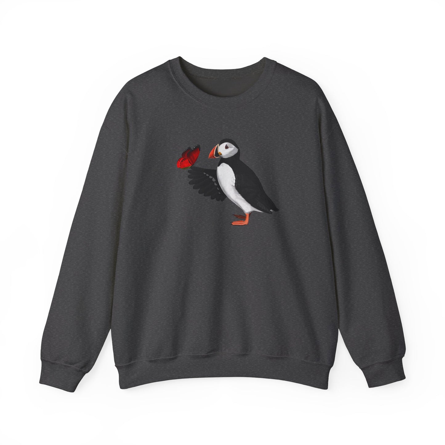 Puffin with Butterfly Bird Birding & Birdwatching Sweatshirt