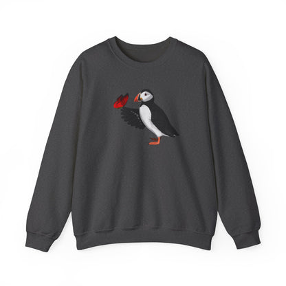 Puffin with Butterfly Bird Birding & Birdwatching Sweatshirt