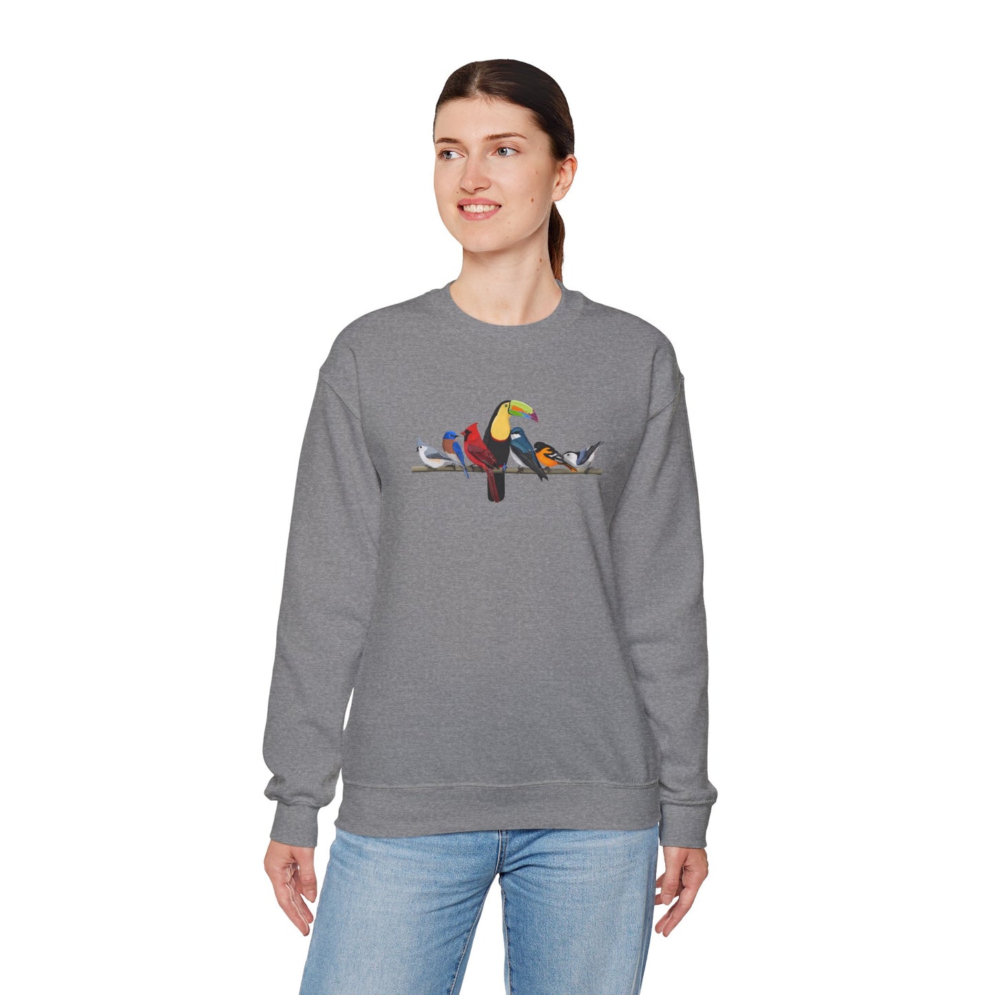 Birds on a Branch Toucan Cardinal Tree Swallow Bluebird Oriole Bird Birding & Birdwatching Sweatshirt