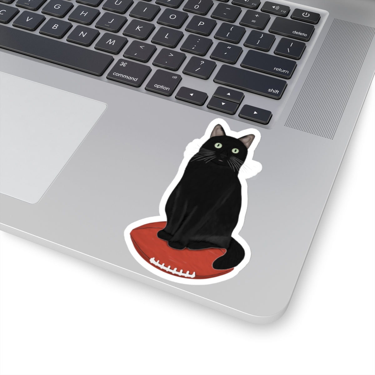 Black Cat with Football Cat Lover Sticker