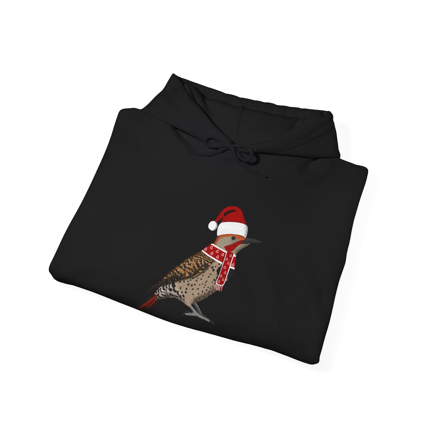 Northern Flicker Christmas Bird with Santa Hat Birdwatcher Birdlover Hoodie