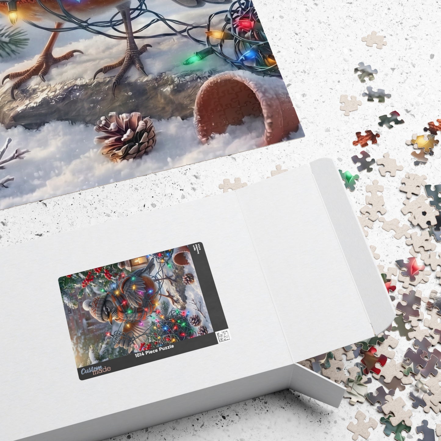 American Robin Christmas Jigsaw Puzzle – Tangled Lights