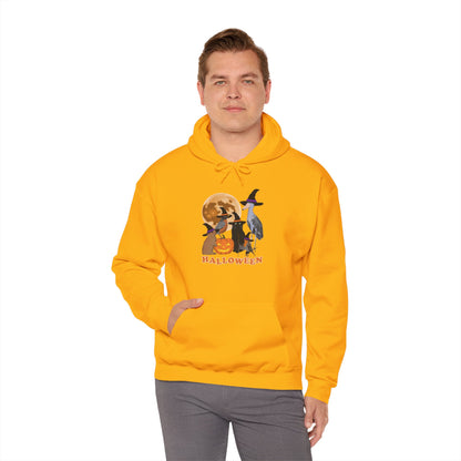 Robin Shoebill with Cat and Bunny Halloween Bird Hoodie