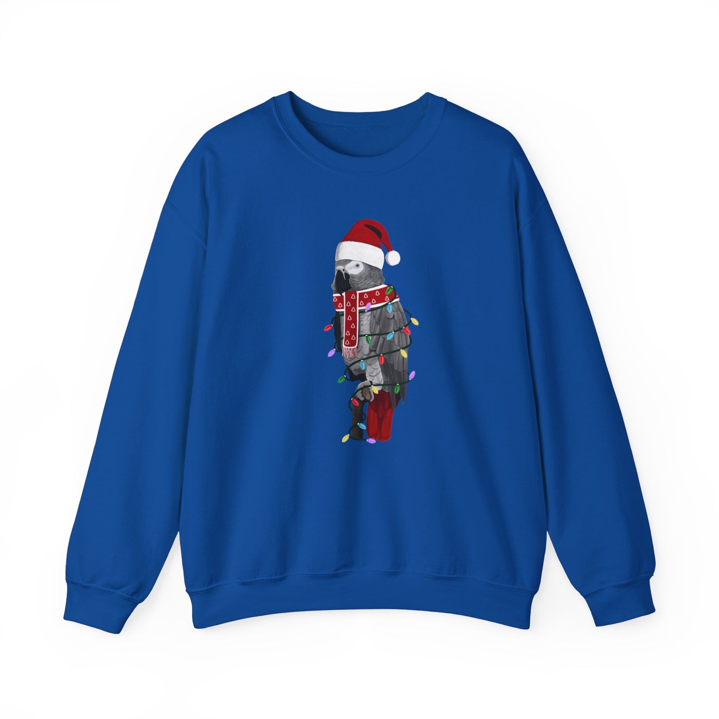 Grey Parrot with Fairy Lights Santa Claus Christmas Bird Sweatshirt