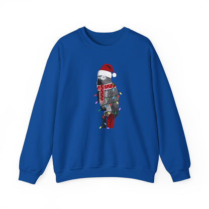 Grey Parrot with Fairy Lights Santa Claus Christmas Bird Sweatshirt