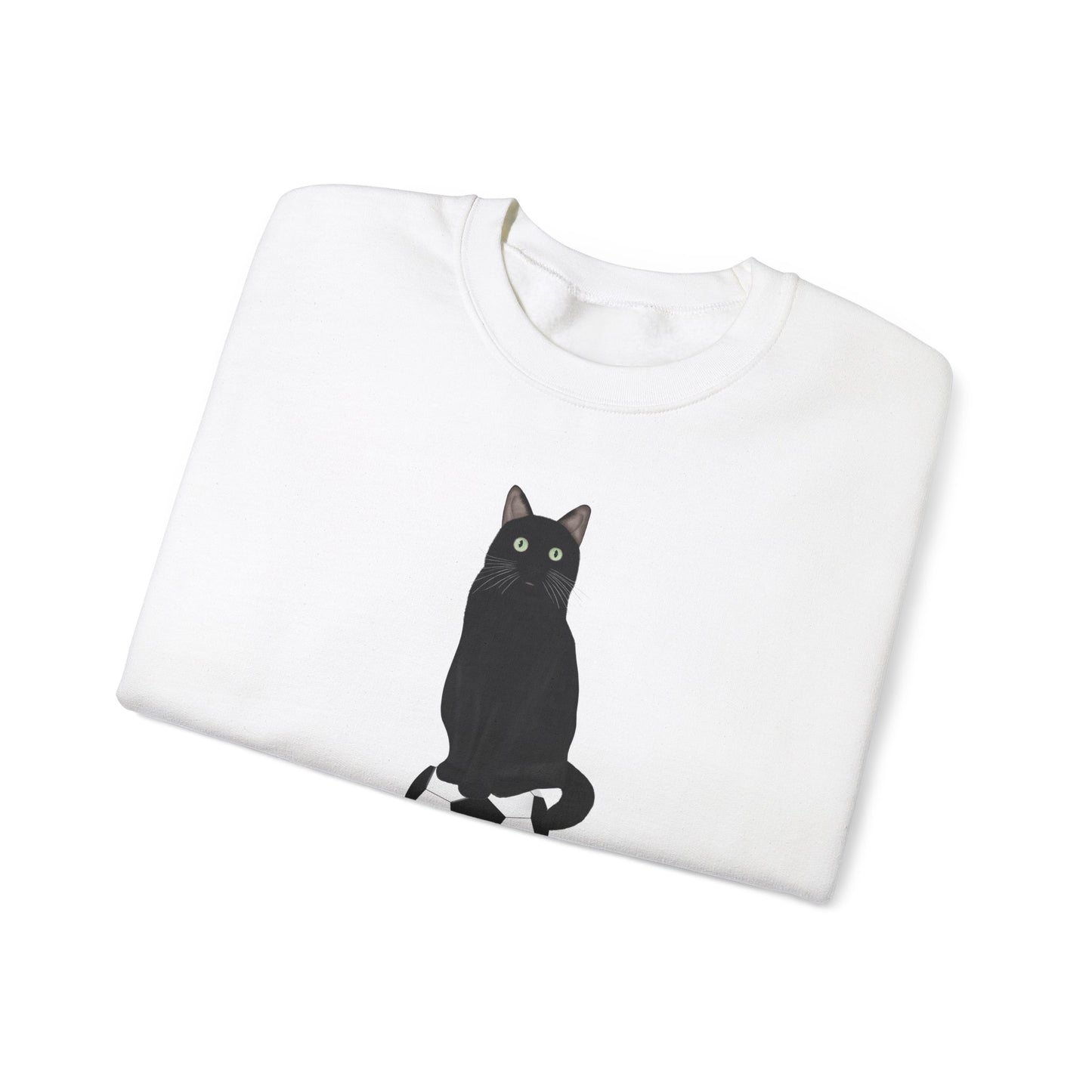 Black Cat with Soccer Cat Lover Sweatshirt