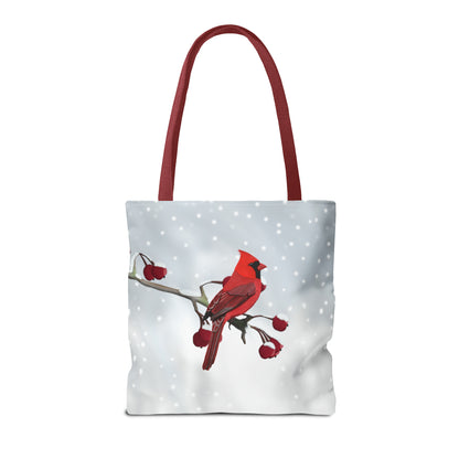 Cardinal on a Winter Branch Bird Tote Bag 16"x16"