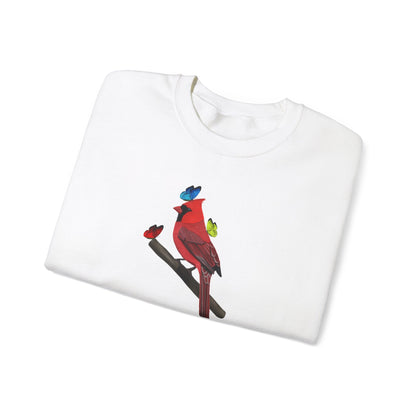 Cardinal with Butterflies Bird Birding & Birdwatching Sweatshirt