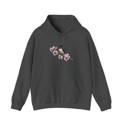 Barn Swallow on a Branch with Cherry Blossoms Hoodie Bird Lover & Bird Watcher | Unisex Sweater | Gift for Bird Lovers