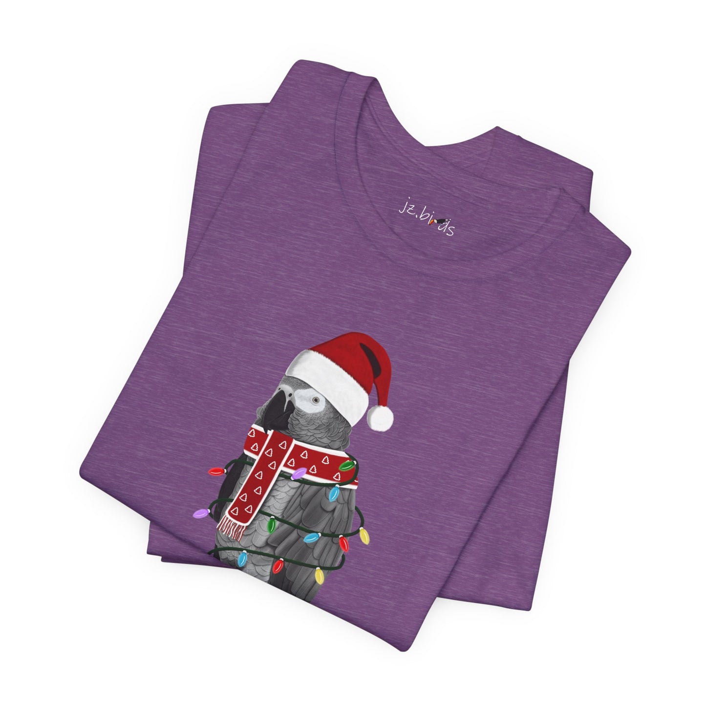 Grey Parrot with Fairy Lights Christmas Bird T-Shirt