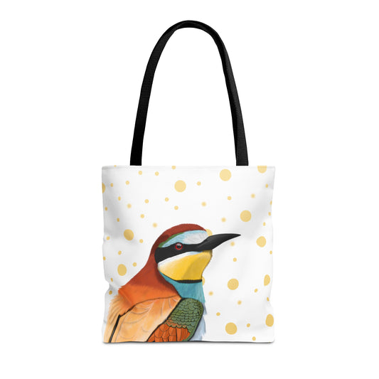 Bee-Eater Golden Dots Bird Tote Bag 16"x16" White