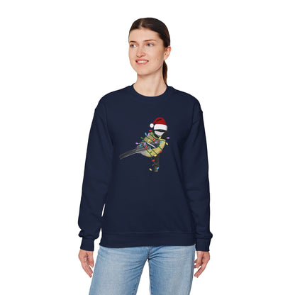 Chickadee with Fairy Lights Santa Claus Christmas Bird Sweatshirt