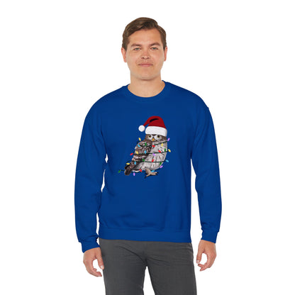 Owl with Fairy Lights Santa Claus Christmas Bird Sweatshirt