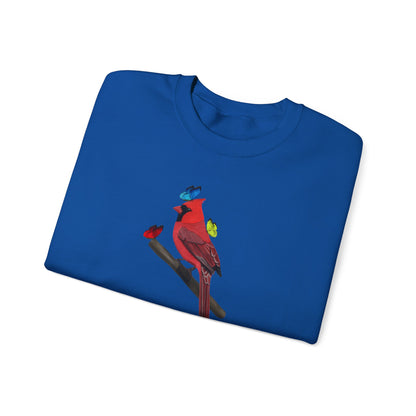 Cardinal with Butterflies Bird Birding & Birdwatching Sweatshirt