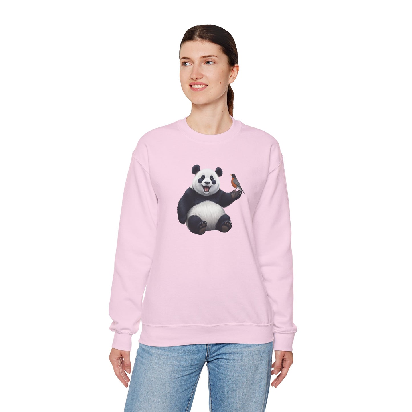 Panda Bear with an American Robin Sweatshirt Bird & Animal Lover