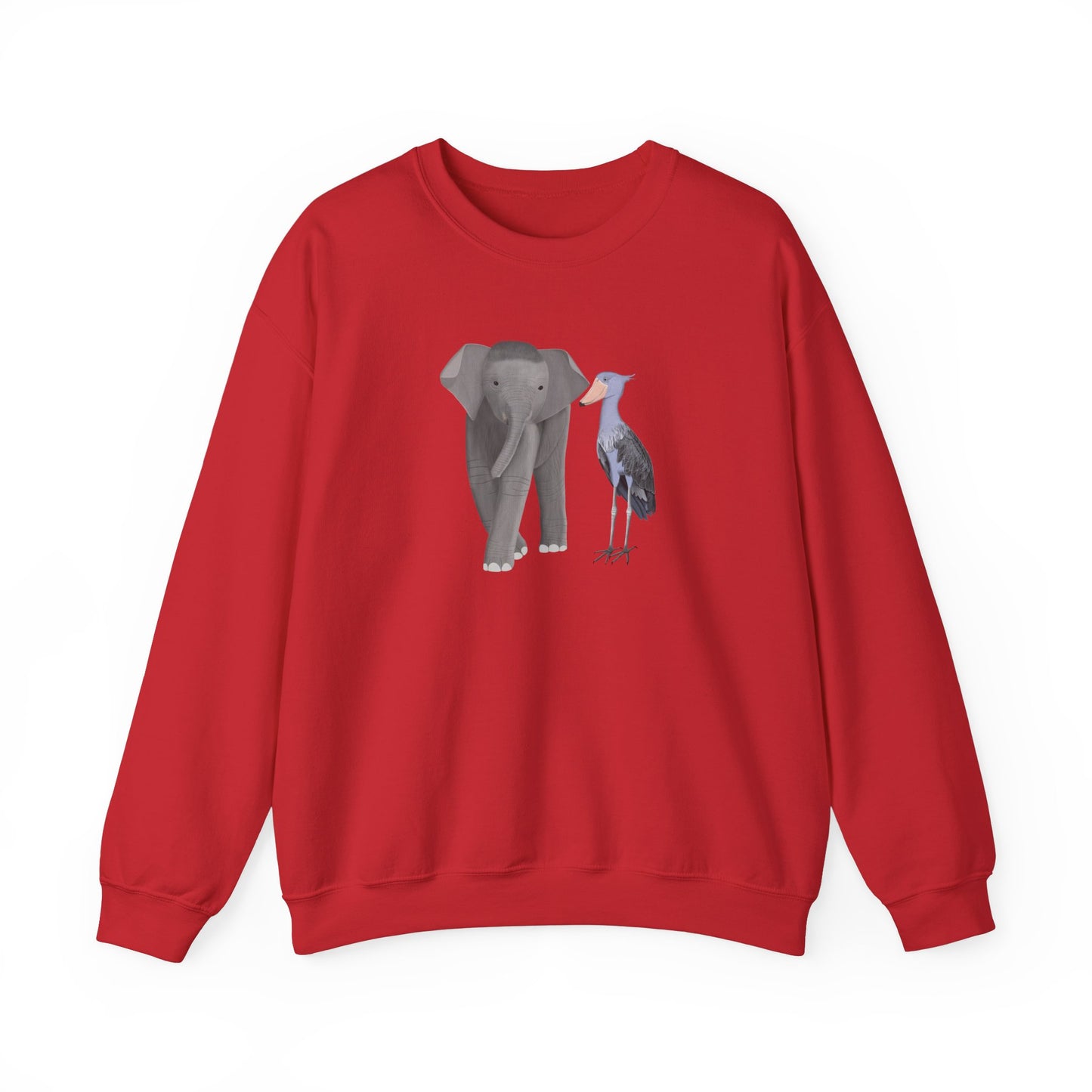 Elephant with Shoebill Bird Birding & Birdwatching Sweatshirt