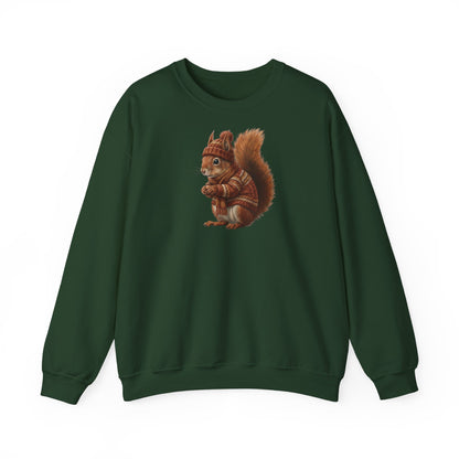 Eichhörnchen in Strick Weihnachts-Sweatshirt | Unisex Tiermotiv Sweater für Tierfreunde & Tierbeobachter