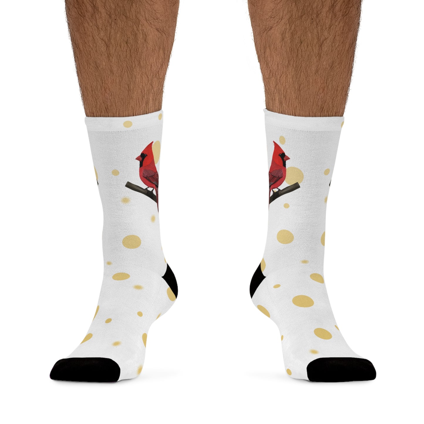 Cardinal with Golden Dots Birding & Birdwatching Bird Socks White