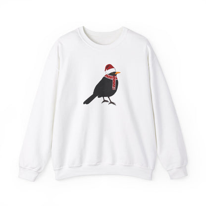 Blackbird with Christmas Hat Bird Birdwatcher Sweatshirt