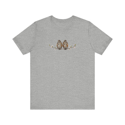 American Robin Fledgling T-Shirt | Spring Blossoms Unisex Graphic Tee for Bird Watchers