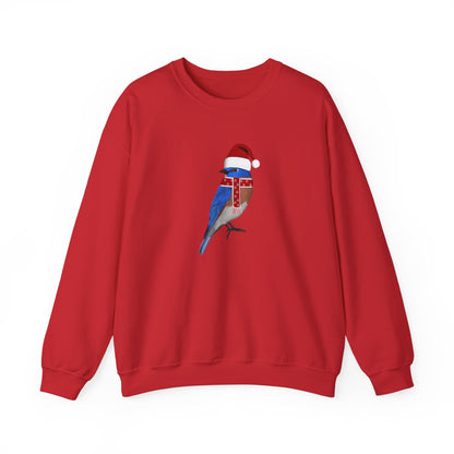 Bluebird with Christmas Hat Bird Birdwatcher Sweatshirt