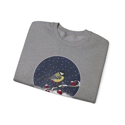 Chickadee on a Winter Branch Christmas Bird Sweatshirt