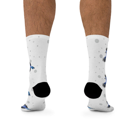 Blue Jay Socks White Bird Socks for Bird Lovers One Size