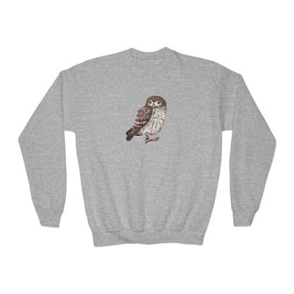 Little Owl Bird Birdwatching Youth Crewneck Sweatshirt